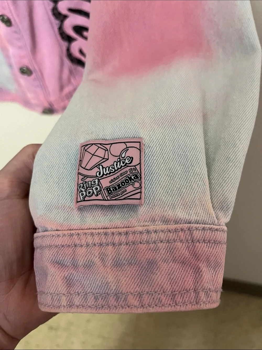 Justice Girls’ Multicolor Pastel Tie-Dye Denim Jacket (Size Large 12-14)
